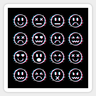 Glitch Face Mixed Emotions Magnet